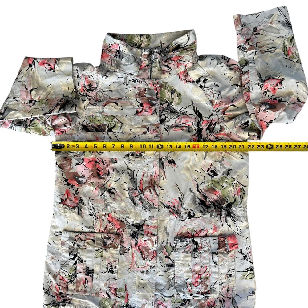 St John SoCa Jacket Silk Blend Floral Shacket Womens L Abstract Coastal - Picture 13 of 14